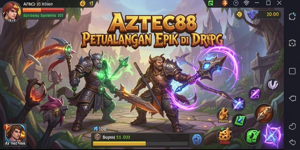 Screenshot AZTEC88 menampilkan aksi pertarungan epik dalam dunia ARPG.
