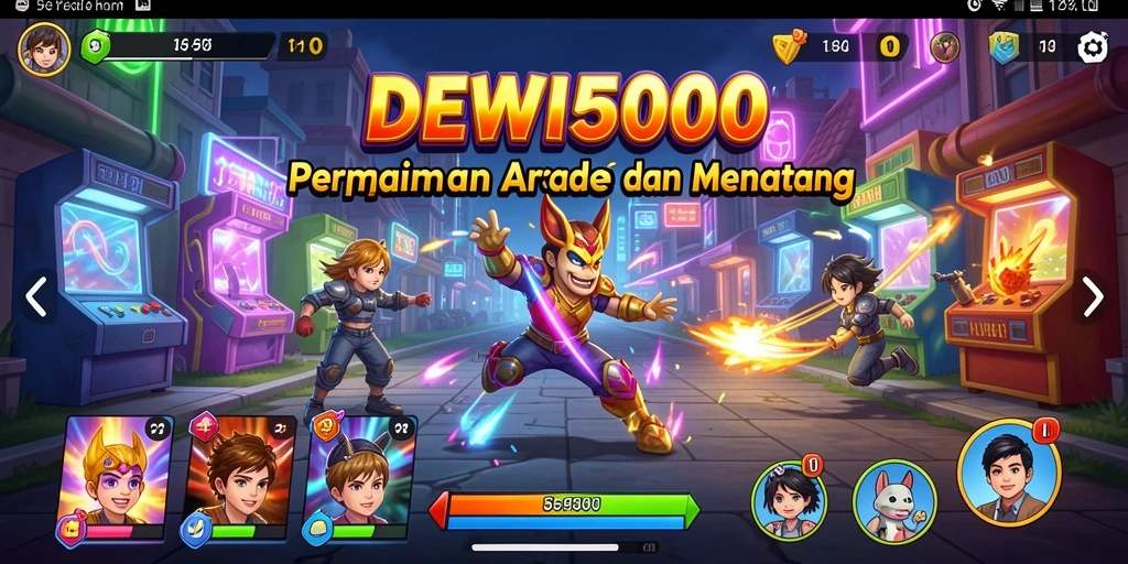 Tampilan gameplay <strong>DEWI5000</strong> yang penuh warna dan seru.