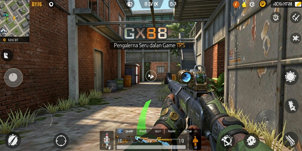 Screenshot menampilkan aksi seru dalam gameplay TPS GX88.