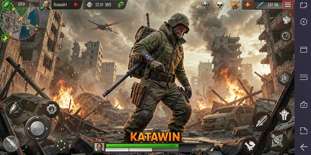 Tampilan gameplay KATAWIN yang penuh aksi dan petualangan.