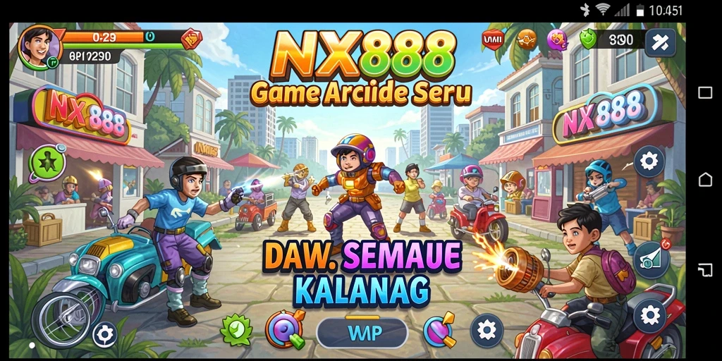 Tampilan gameplay NX888 yang menegangkan dan penuh warna.