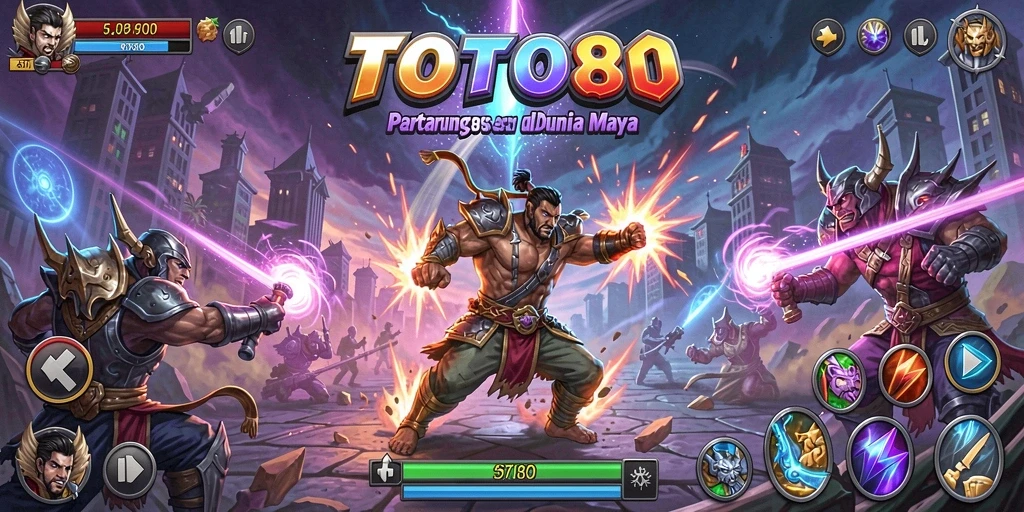Tampilan gameplay seru di TOTO80, penuh aksi pertarungan.